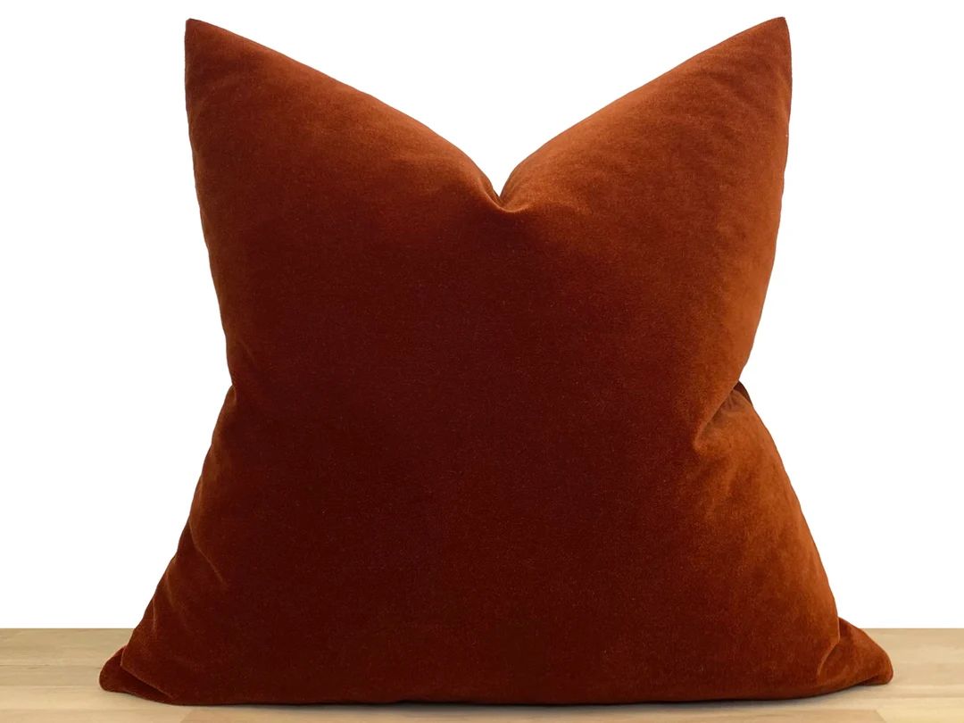 Rust Velvet Pillow Cover Rust Euro Sham Cover Cotton Velvet - Etsy | Etsy (US)