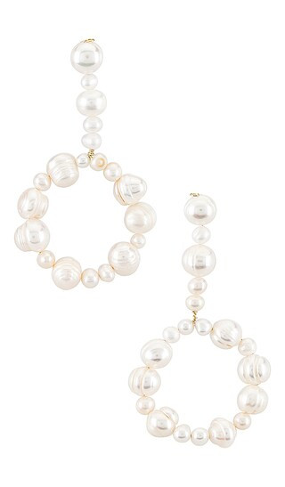 Drop Hoop Earring in Pearl | Revolve Clothing (Global)