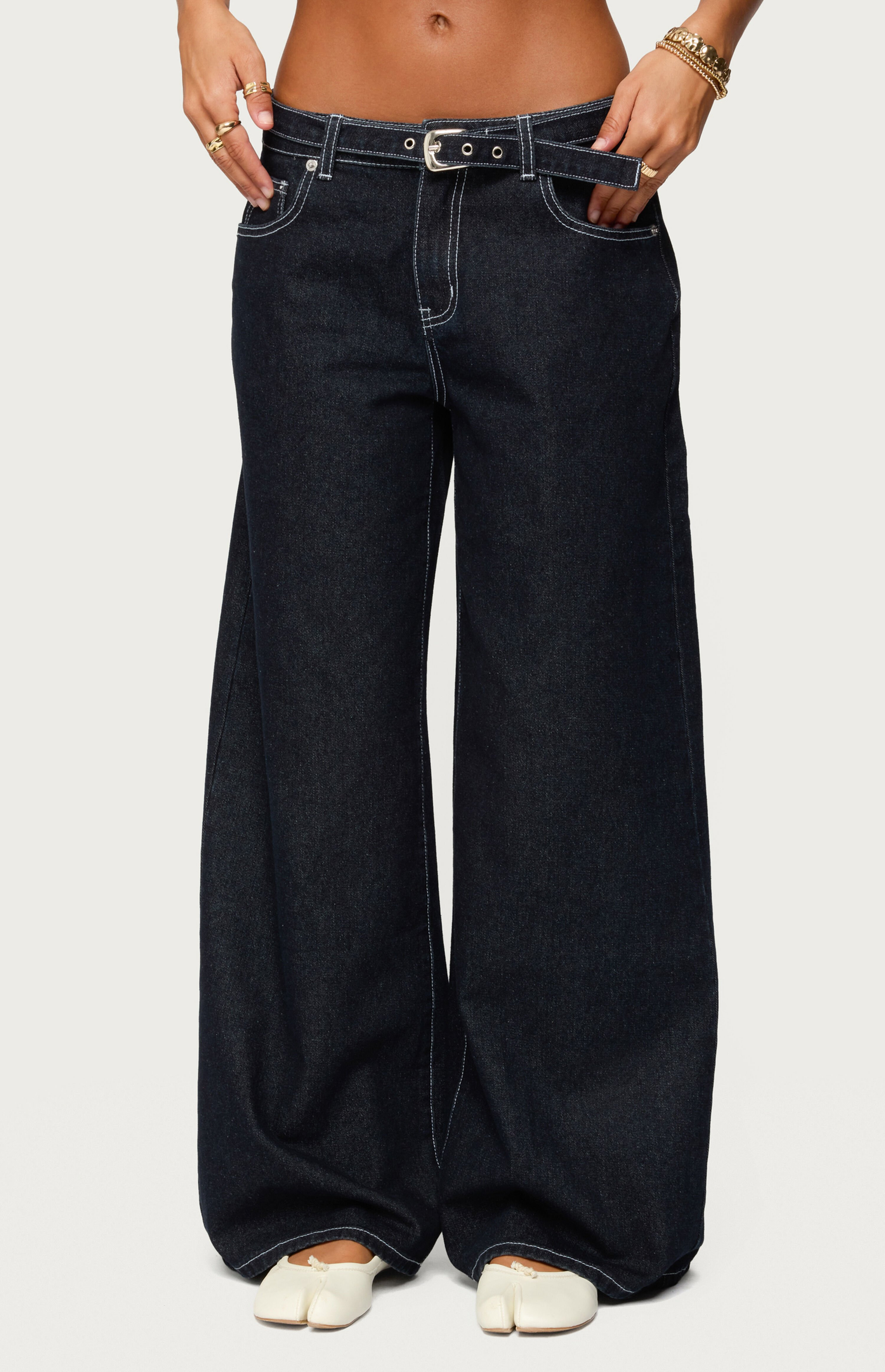Edikted Karah Belt Low Rise Jeans | PacSun