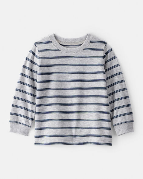 Baby Boy Striped Long-Sleeve Tee- Grey | Carter's Inc