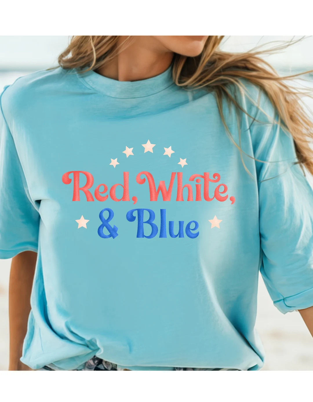 Red White 7 Blue Shirt, 4th of July Shirt, Oversized Shirt, Vacation Tshirt, Vacay, Vacation, Ame... | Etsy (US)