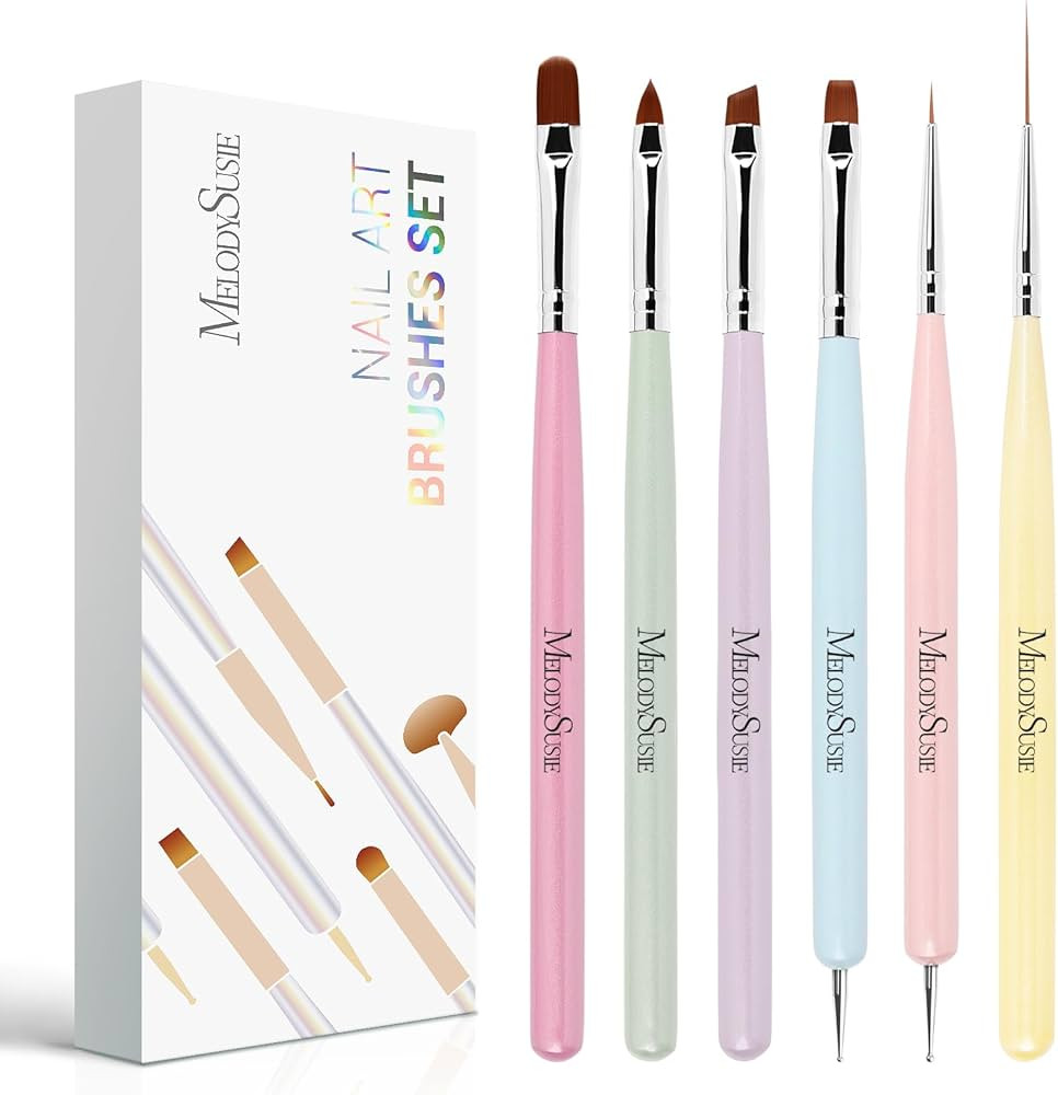 MelodySusie Nail Art Brushes Set,6pcs Nail Art Design Pen Painting Tools with Extension Gel Brush... | Amazon (US)