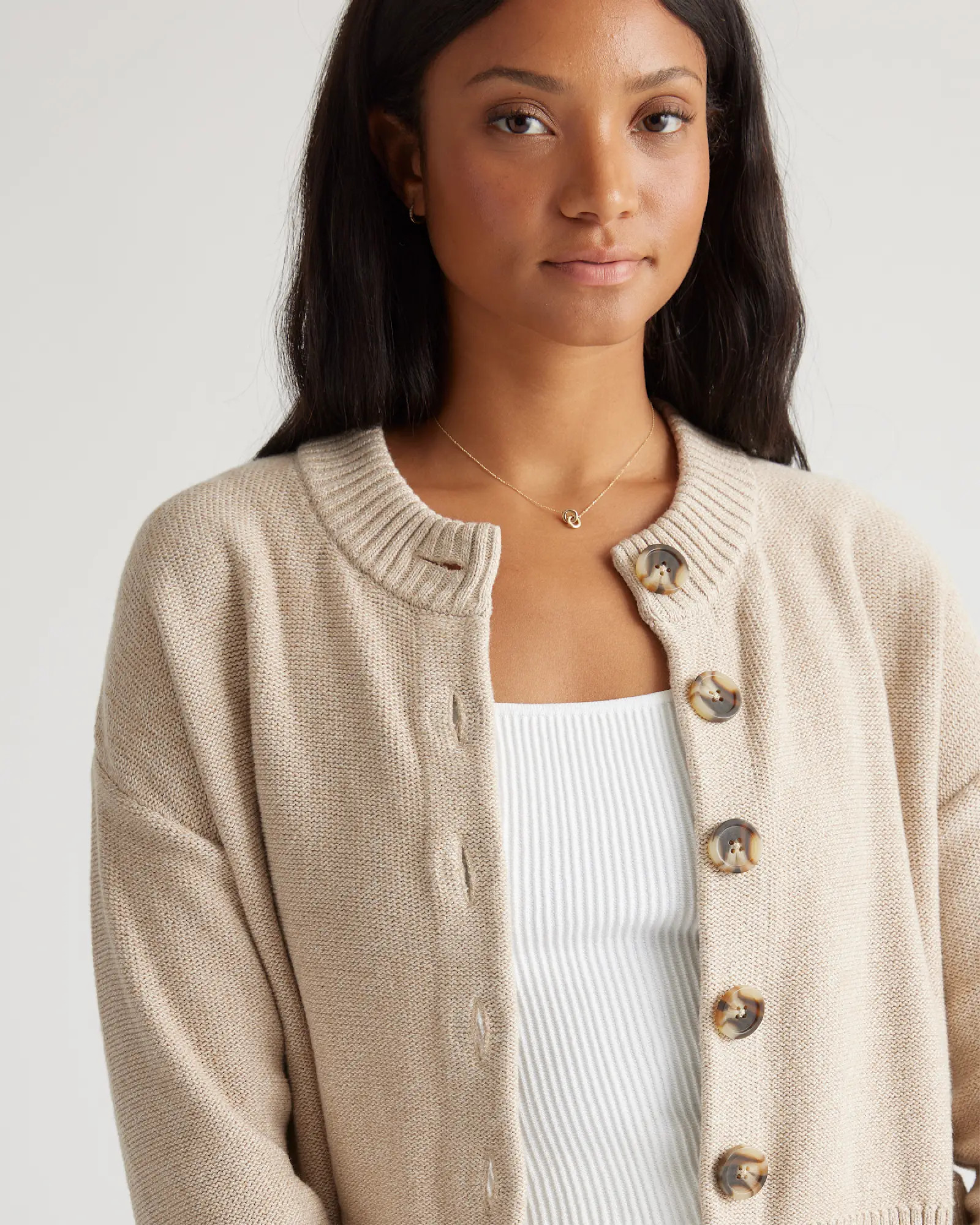 100% Organic Cotton Cropped Cardigan | Quince