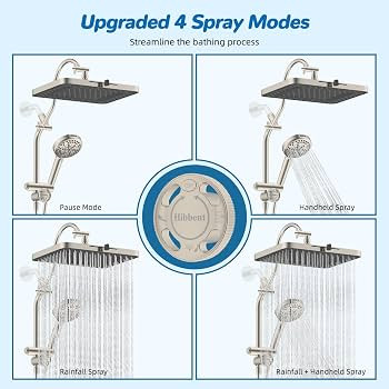 Hibbent cUPC Certified High Pressue 13'' Rainfall Shower Head with 5-Spray | Amazon (US)
