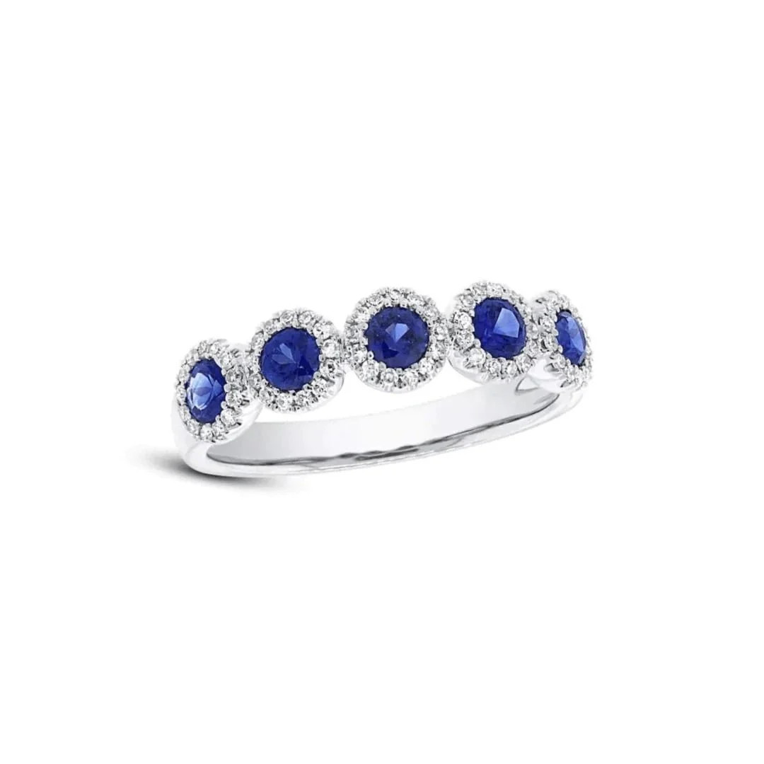 Sapphire & Diamond Halo Band | LINDSEY LEIGH JEWELRY
