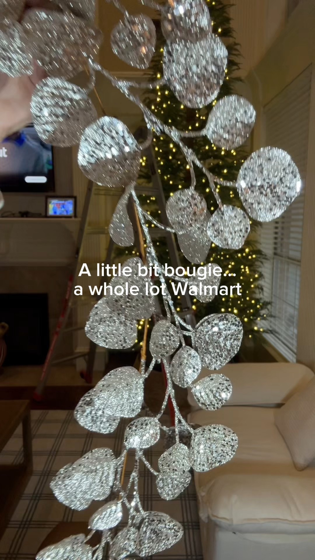 The 12-foot tree reveal is HERE and she is navy, white, gold, and full of sparkle. Probably still needs ribbon but I can’t find one that I really like…

This was not the original plan (I wanted a Ralph Lauren tree) but once I found that sparkly leaf garland at @hobbylobby and the sparkly gold leaf picks at @Walmart… it all started coming together. 

Almost everything on this tree is from Walmart and it proves you can get that timeless, lux look without the lux price tag. 

I really wanted something classic with a little glam for this space and it turned out better than I pictured.

Comment TREE for all the links!

Follow @makingfrugalfun for more affordable holiday decorating, hosting ideas, and everyday home finds.

#WalmartHome #WalmartFinds #WalmartHoliday #ChristmasTreeDecor #HolidayHome #HolidayDecorOnABudget #ChristmasDecorInspo #FrugalLiving #FrugalButMakeItCute #HomeDecorIdeas #BudgetFriendlyDecor #DecorOnABudget #SeasonalHomeDecor #NavyChristmasTree #GoldChristmasTree #HolidayStyle #AffordableHolidayDecor #ChristmasTreeInspo #HolidayHomeMakeover

#LTKHoliday #LTKHome #LTKSeasonal