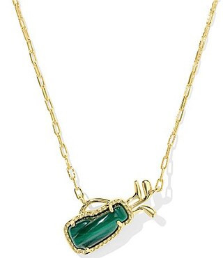 Kendra Scott Golf Short Pendant Necklace - Gold Green Malachite | Dillard's