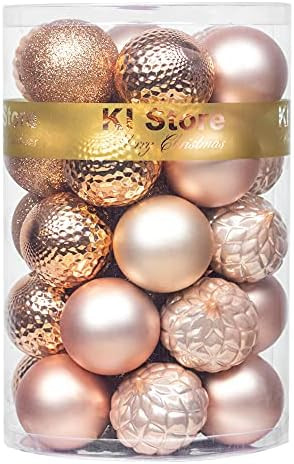 KI Store Rose Gold Christmas Balls 34pcs 2.36-Inch Christmas Tree Decoration Ornaments for Xmas T... | Amazon (US)