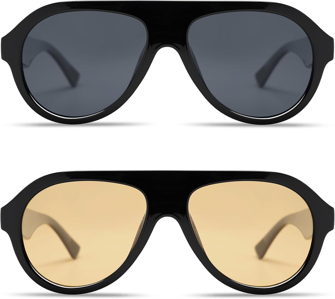 VANLINKER Retro Aviator Polarized Sunglasses for Men Women Trendy 70s Vintage Plastic Frame Sun G... | Amazon (US)