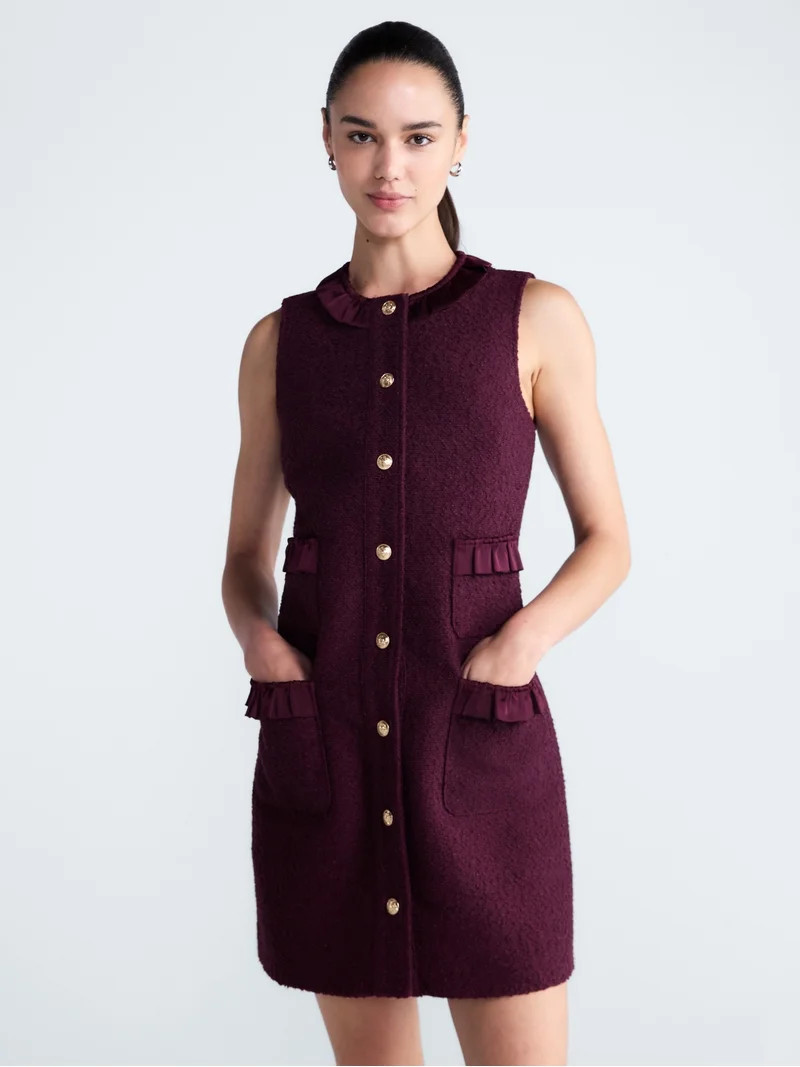 Free Assembly Women's and Women's Plus Sleeveless Button Front Combo Shift Dress, Sizes XS-4X | Walmart (US)
