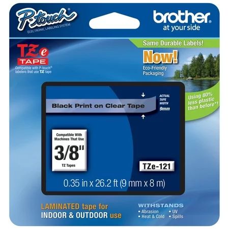 Genuine Brother 3/8 (9mm) Black on Clear TZe P-touch Tape for Brother PT-P750W PTP750W Label Maker | Walmart (US)