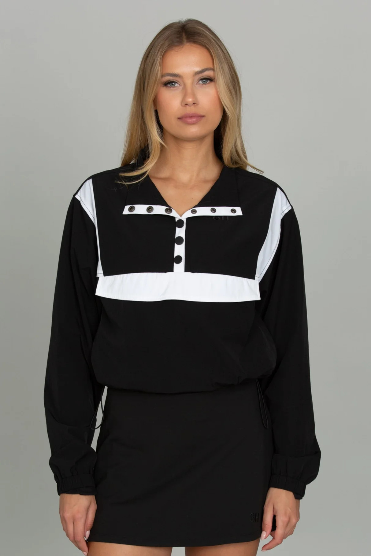 Black AirGlyde Cropped Windbreaker | Gold Hinge