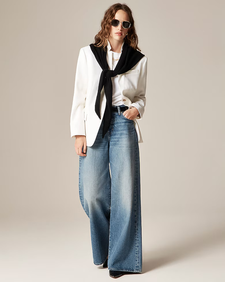 Standing collar blazer in wool-blend flannel | J. Crew US