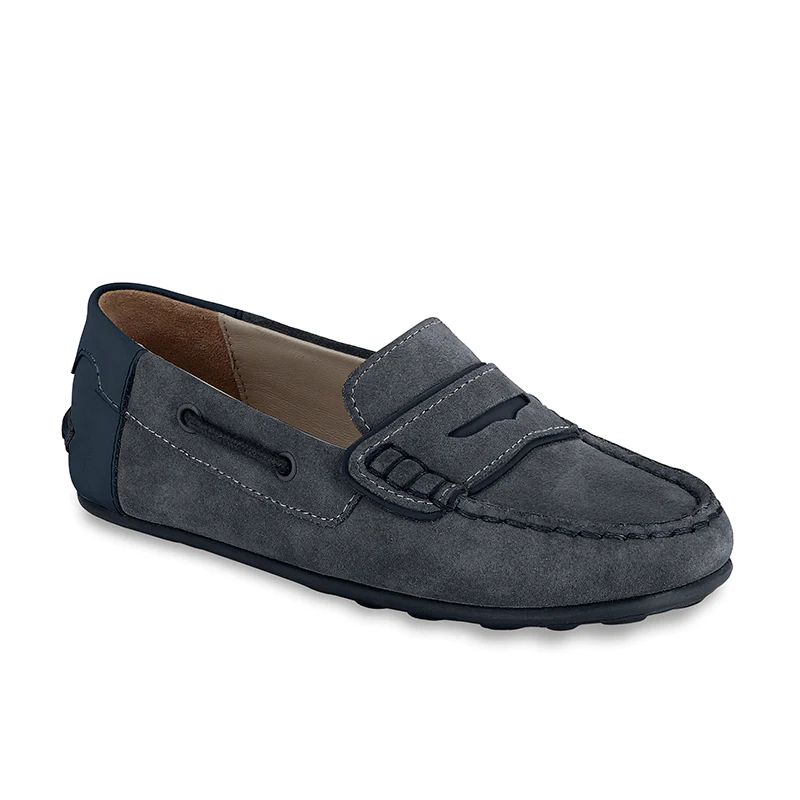 Navy Suede Loafer Moccasins | Four and Twenty Sailors