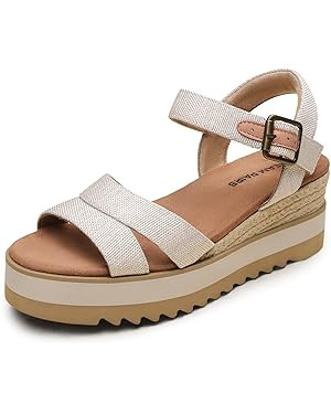 DREAM PAIRS Wedge Sandals for Women Espadrille Platform Sandals Open Toe Ankle Strap Low Wedges H... | Amazon (US)