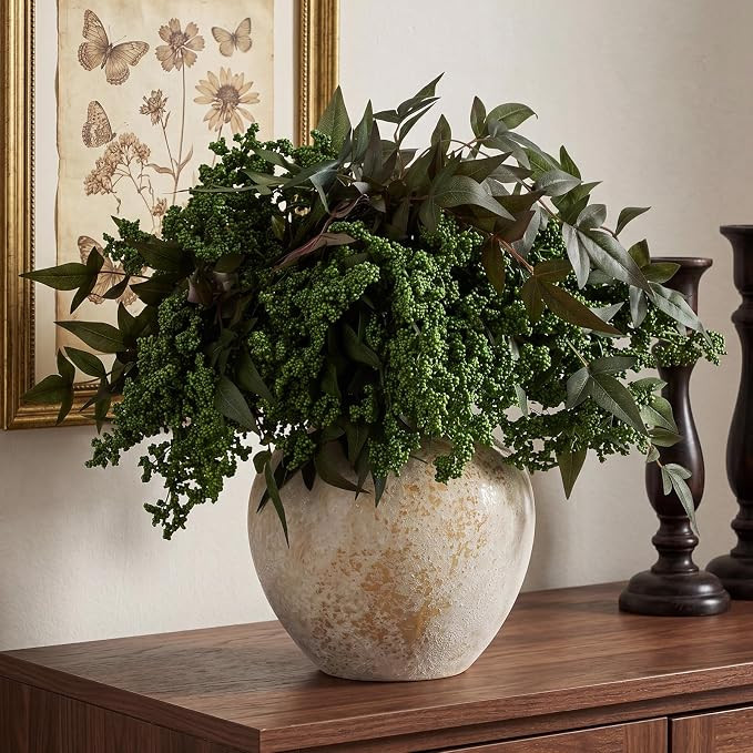 3 Pcs Artificial Berry Stems 35 Inch Dark Green Fall Decor | Amazon (US)