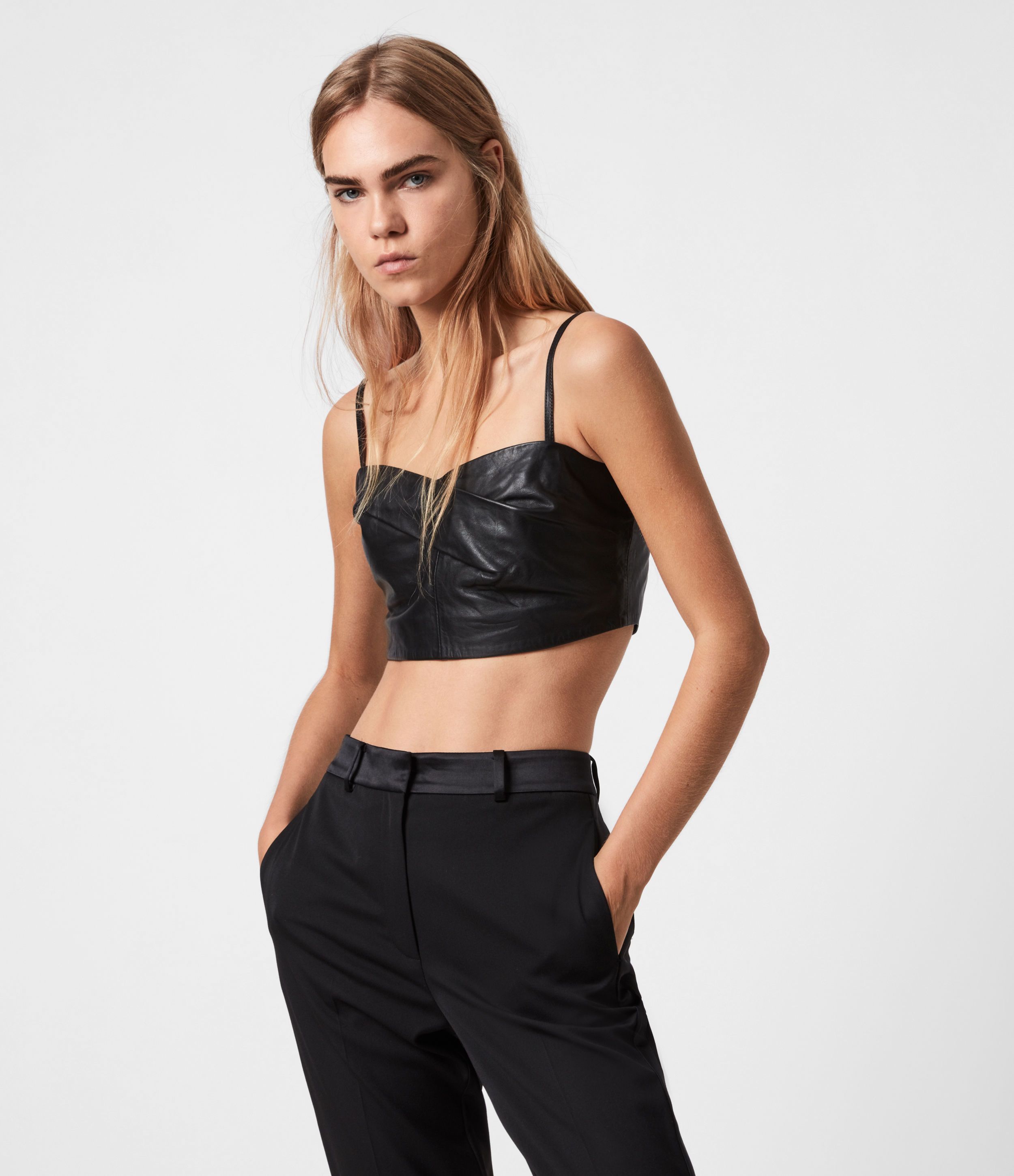 AllSaints Orla Leather Bra | AllSaints US