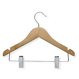 Honey-Can-Do HNG-01225 Kid's Wooden Shirt and Pants Hanger with Clips, 5-Pack, Maple | Amazon (US)