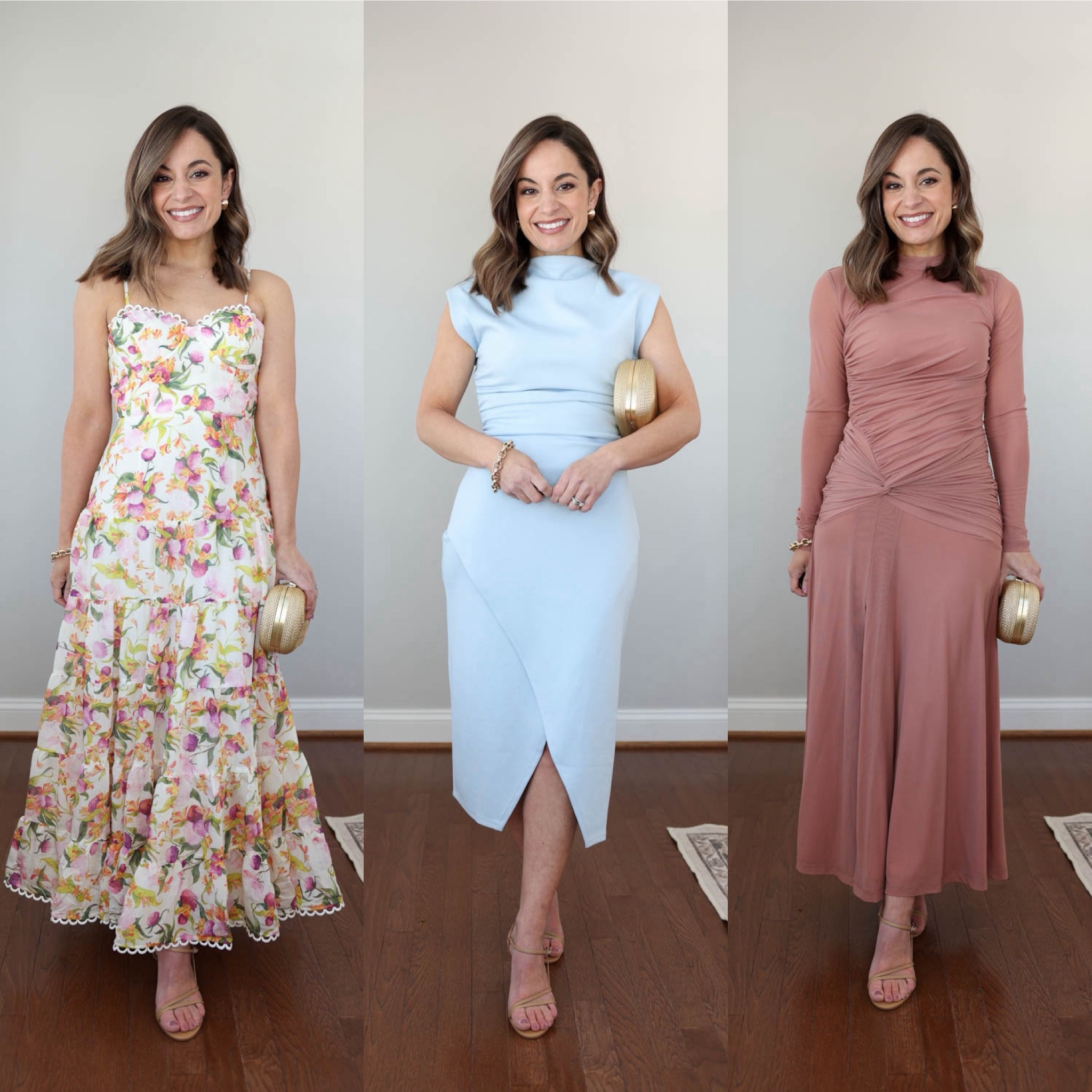 All of the outfits I shared last week in one place! 

Spring event dresses 
White floral (ASTR): xs 
Blue (Nordstrom): xxs 
Rose (WAYF): xs 

One week of workwear 
Navy pants (BRF): petite xxs 
White top (JCF): petite xxs 
Knit jacket (Ann Taylor): petite xxs 
White pants (Ann Taylor): petite 00 
Brown top (Ann Taylor): petite xxs 
Brown pants (BR): xs standard 
Plaid blazer (Ann Taylor): petite 00 
Light blue sweater (JCF): xxs 
Green pants (BR): petite xs 
Brown blazer (Ann Taylor): petite 00 

Spring dresses 
Yellow dress (Target): xs 
Blue and white (TNuck): xxs 
Green (Boden): petite 0 
Rust (Boden): petite 0 
Blue and white (Boden): petite 0 
Blue and red (Target): xs 

Budget friendly spring outfits 
Burgundy dress (LOFT): petite xxs
White top (Old Navy): petite xs 
Pink jeans (BRF): 24 
White jeans (BRF): petite 24 
Navy sweater (Old Navy): petite xs 

Outfits for work with jeans 
Relaxed Straight (Quince): 24 x 28” 
Slim straight (JCF): petite 24 
White top (JCF): petite xxs 
Knit jacket (Ann Taylor): petite xxs 
Tan sweater (Quince): xs 
Brown blazer (Ann Taylor): petite 00 
Plaid blazer (Ann Taylor): petite 00 
Light blue sweater (JCF): xxs 

#LTKPetite