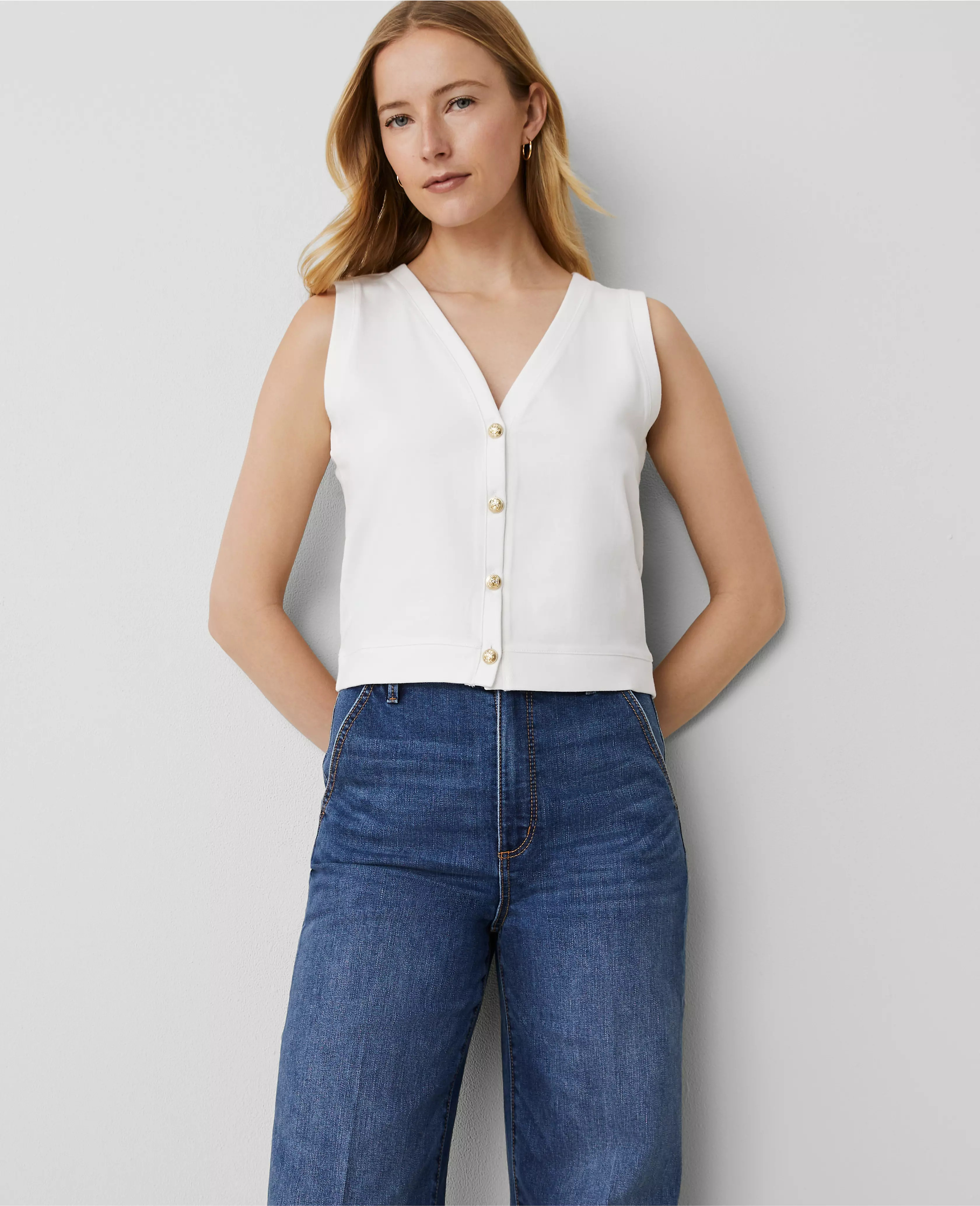 Knit V-Neck Vest | Ann Taylor