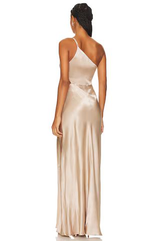 Shona Joy La Lune Asymmetrical Gathered Maxi Dress in Gold from Revolve.com | Revolve Clothing (Global)