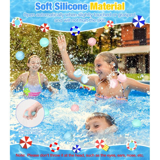 MoKo Reusable Water Bomb Balloons, 14pcs Silicone Water Ball with Mesh Bag, Self-Sealing Water Bo... | Walmart (US)