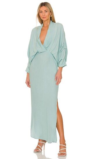 Plunge Maxi Dress in Malibu | Dusty Blue Dress | Long Sleeve Maxi Dress With Sleeves | Long Dresses | Revolve Clothing (Global)
