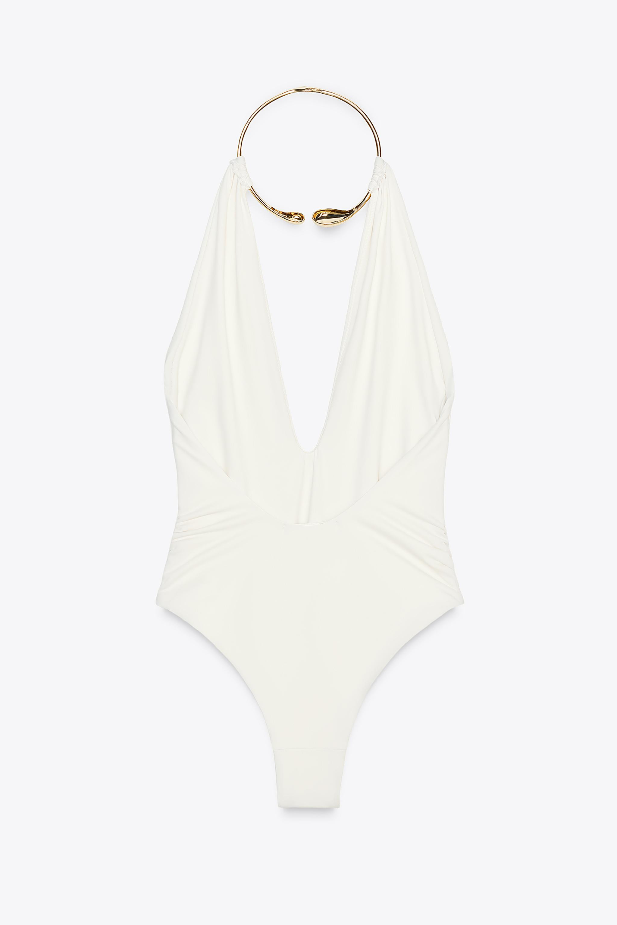 HALTER SWIMSUIT WITH METAL COLLAR | Zara UK