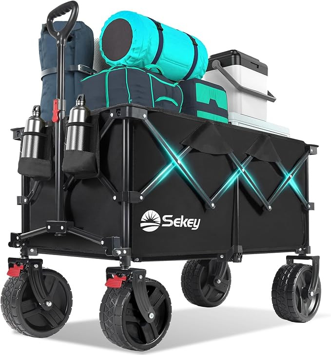 Sekey 220L Wagons Carts Foldable with Big All-Terrian Beach Wheels, Collapsible Heavy DutyWagon w... | Amazon (US)