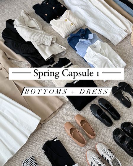 Spring capsule wardrobe bottoms and dresses 