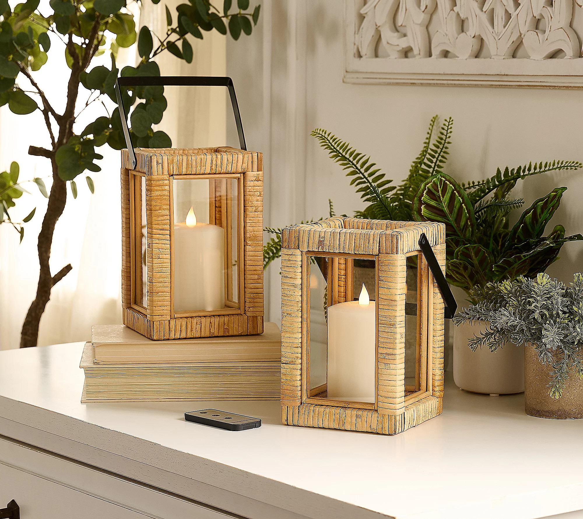 Mrs. H by Dee Hilfiger Set of (2) 8 RattanLanterns | QVC