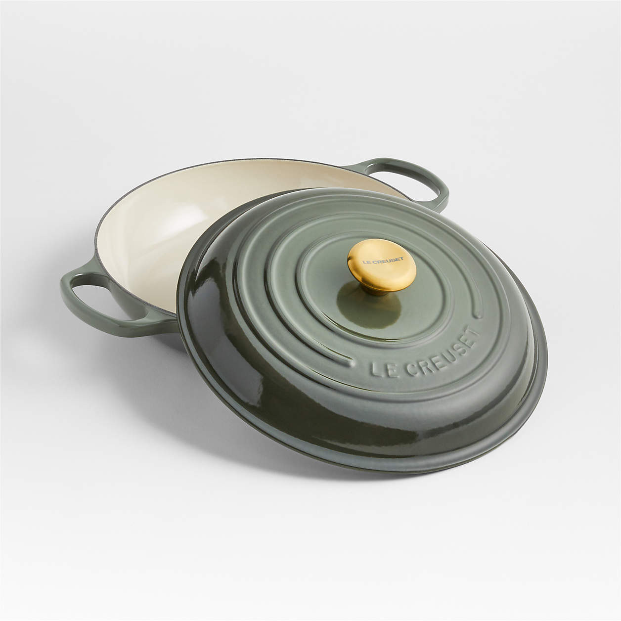 Le Creuset Signature 3.5-Qt. Thyme Enameled Cast Iron Braiser + Reviews | Crate & Barrel | Crate & Barrel