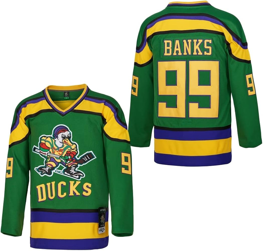 D-5 Men Mighty Ducks Jersey #33 Goldberg #66 Bombay #96 Conway #99 Banks Jersey,Movie Ice Hockey ... | Amazon (US)
