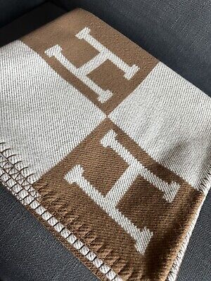 New Full set w/ receipt HERMÈS Wool Cashmere Avalon Blanket in Ecru & Camel  | eBay | eBay US