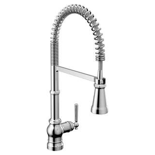 MOEN Paterson Single-Handle Pre-Rinse Spring Pulldown Sprayer Kitchen Faucet with Power Clean in ... | The Home Depot