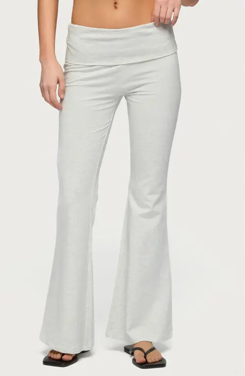 EDIKTED Naomi Foldover Flare Pants in Gray-Melange at Nordstrom, Size Small | Nordstrom