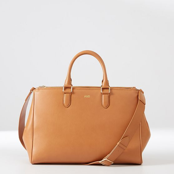 Vegan Leather Work Bag, Chestnut | Mark and Graham