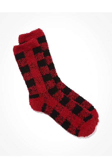 AEO Plaid Crew Sock Women's Red One Size | American Eagle Outfitters (US & CA)