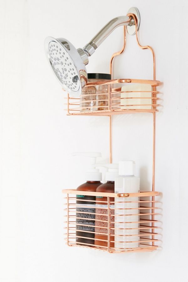 Minimal Rose Gold Shower Caddy | Urban Outfitters (US and RoW)