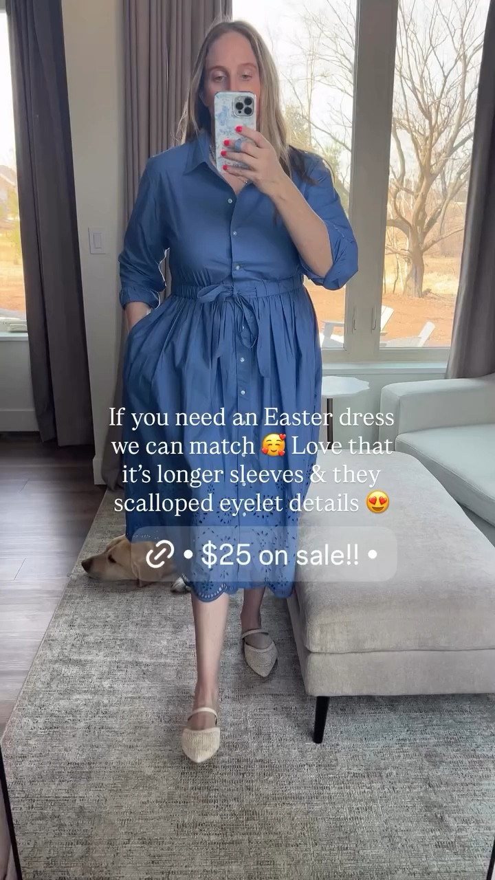If you need an Easter dress we can match 🥰 Love that it’s longer sleeves & they scalloped eyelet details 😍