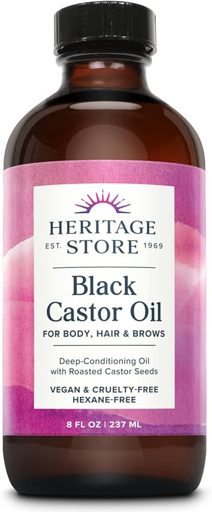 HERITAGE STORE Black Castor Oil, Traditionally Roasted, Rich Hydration for Hair & Skin, Bold Lash... | Amazon (US)