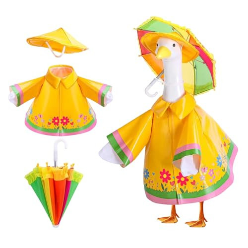 VILAGRAH 3 Pcs Set Raincoat Porch Goose Outfits 23 Inch Yellow Raincoats Costume Umbrella Hat Outfit for Patio Yard Decor (Yellow, 4XL) | Amazon (US)