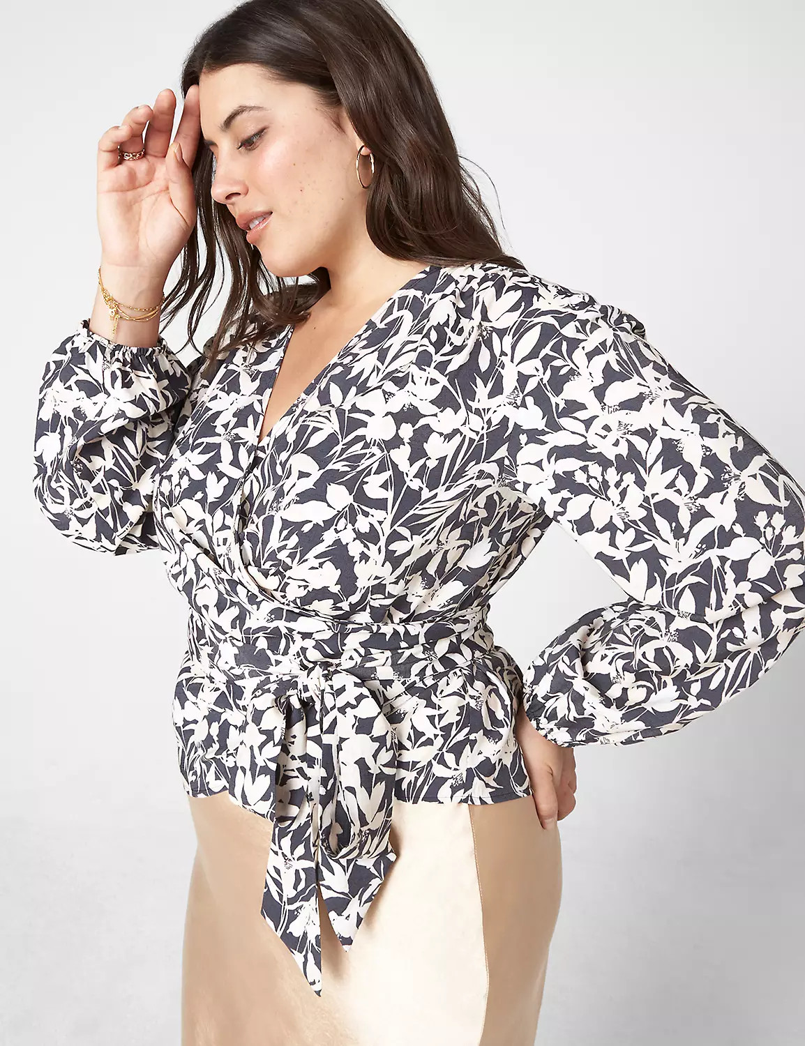 Classic Crop Long-Sleeve Full Wrap Top | LaneBryant | Lane Bryant (US)