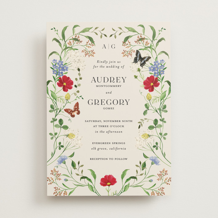 "Wild meadow" - Customizable Wedding Invitations in Beige by Sarah Knight. | Minted