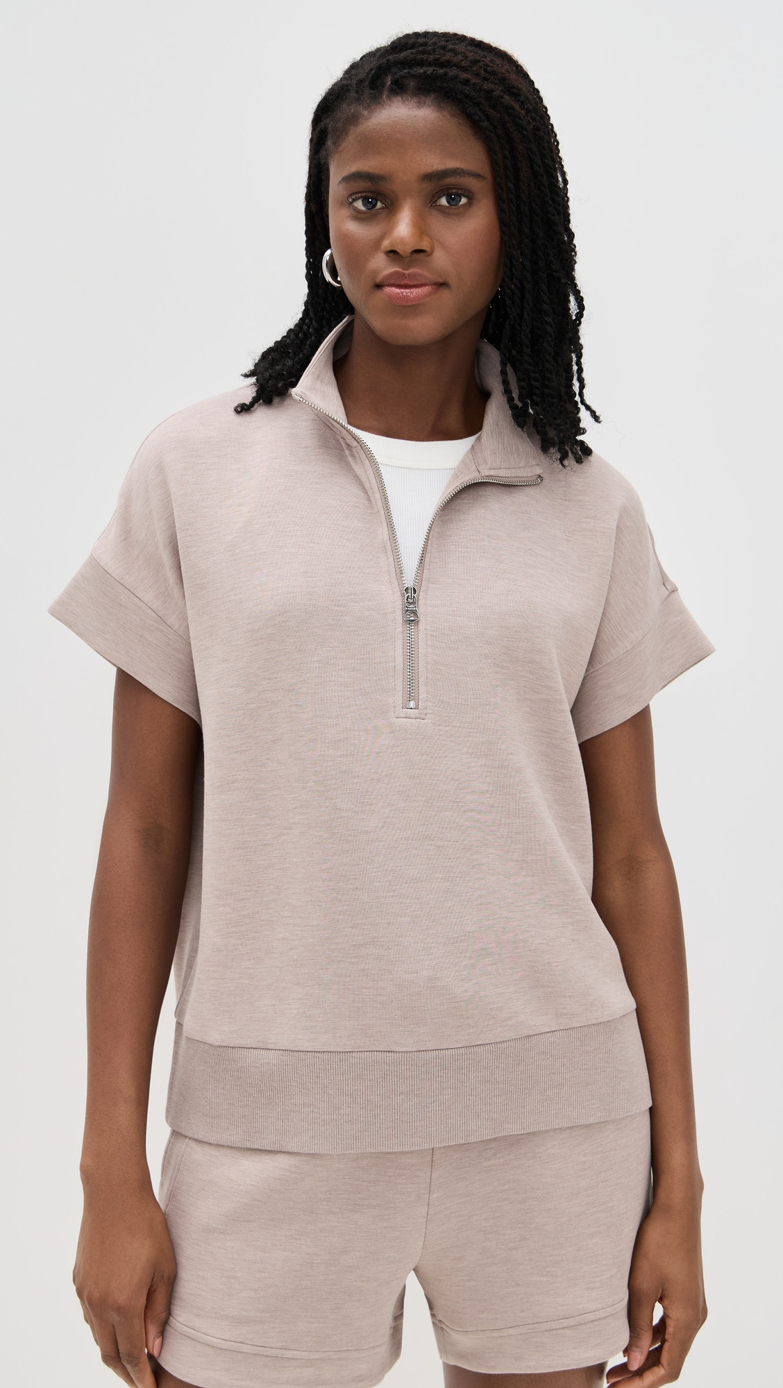 Varley Ritchie Short Sleeve Sweatshirt Taupe Marl L | Shopbop