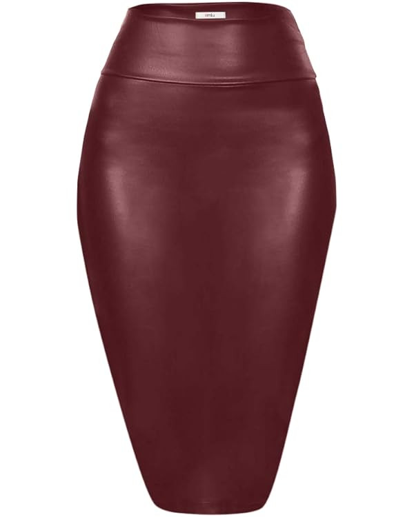 Faux Leather Skirts for Women High Waisted Leather Bodycon Pencil Skirt | Amazon (US)