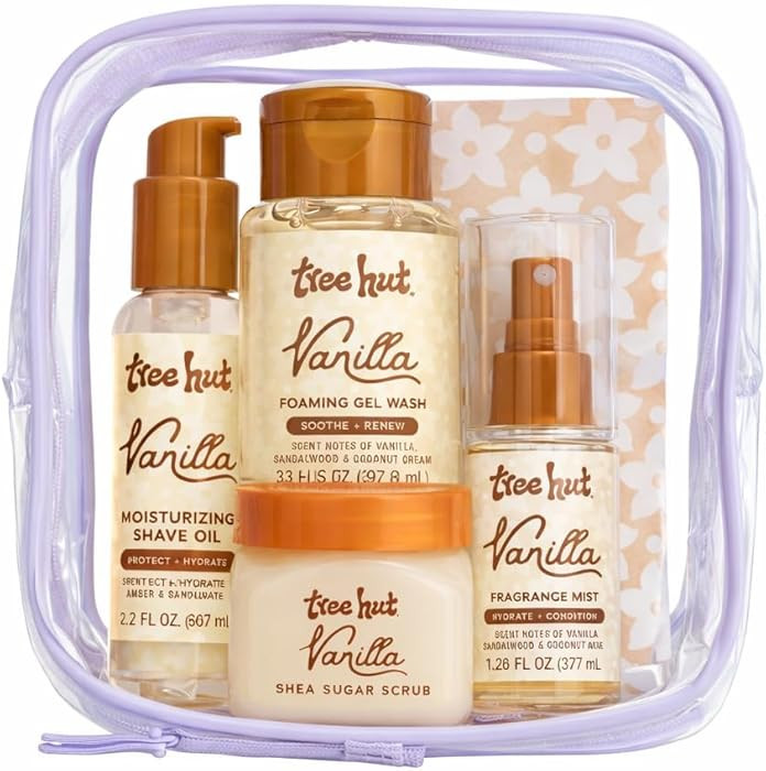 Tree Hut Mini Vanilla Everything Shower Gift Set, Exfoliating Sugar Scrub, Foaming Gel Wash & Whi... | Amazon (US)