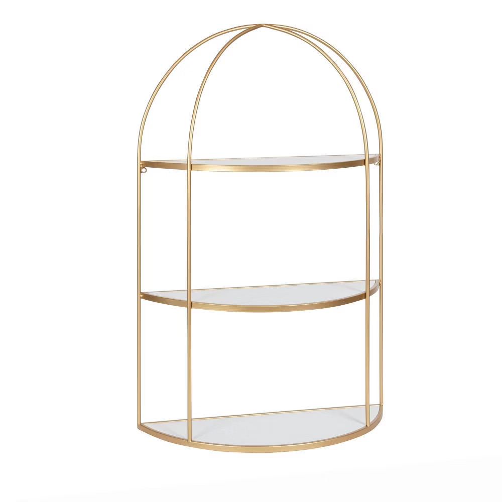 21"" x 32"" Freade Tiered Decorative Wall Shelf White/Gold - Kate & Laurel All Things Decor | Target