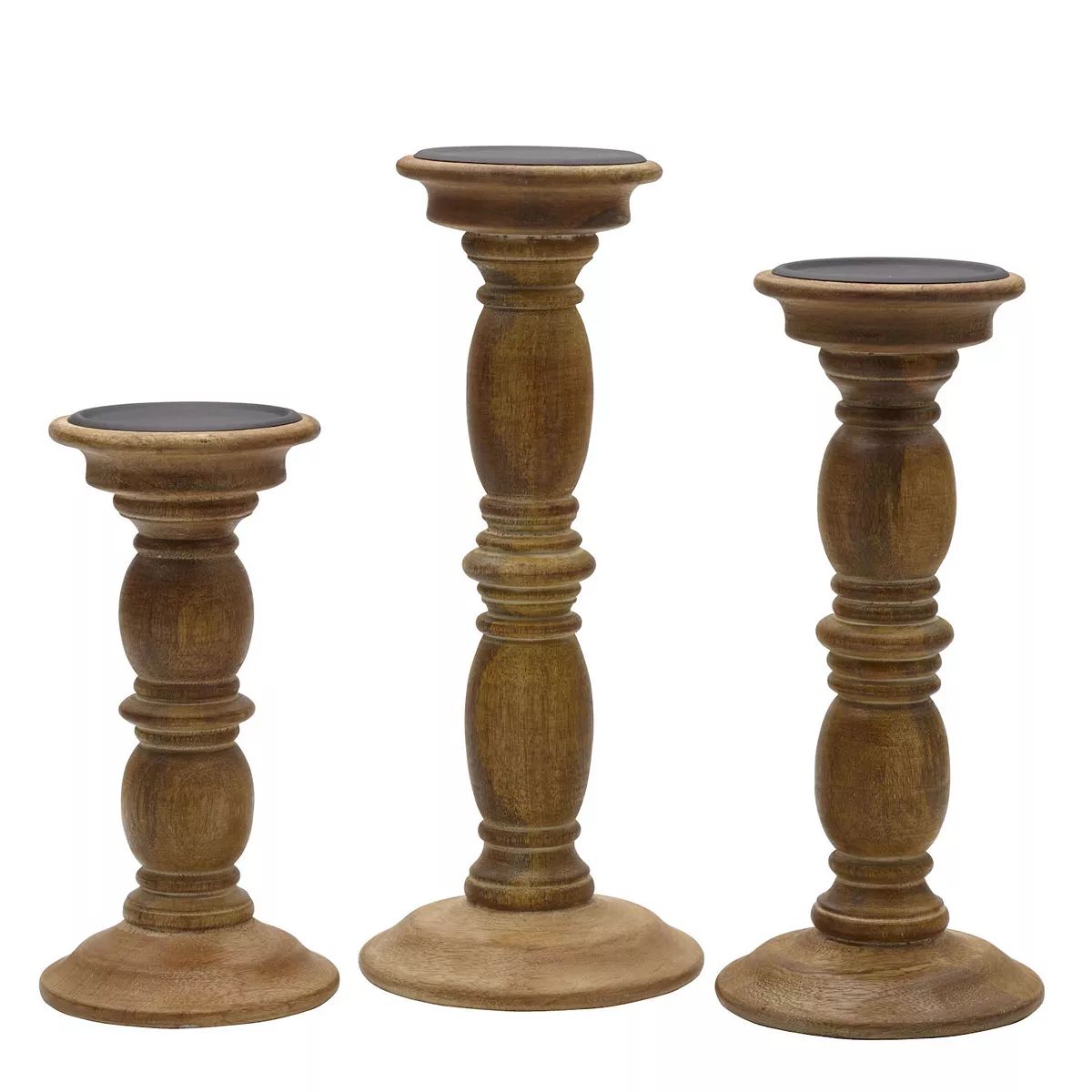 Elements Carved Pillar Candle Holder Table Decor 3-piece Set | Kohl's