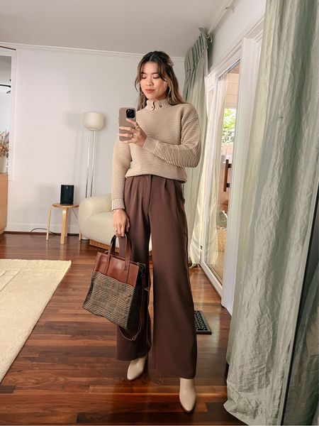 Able beige pullover sweater with Abercrombie brown wide leg trousers 

Top: XXS/XS
Pants: 00/0
Shoes: 6

#trousers
#browntrousers
#fallfashion
#fallstyle
#falloutfits
#able  
#booties 
#datenight
#sweater 
#abercrombie 
#workwear
#businesscasual 

#LTKworkwear #LTKstyletip #LTKSeasonal